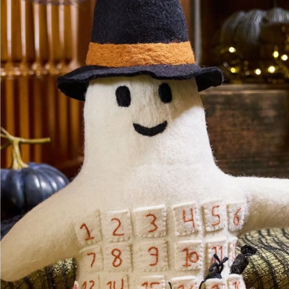 Pottery Barn Kids Ghost Pillow with Black Hat
